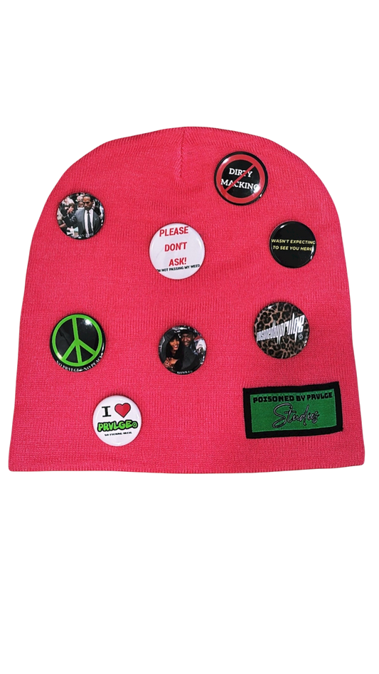 PINK BUTTON BEANIE*